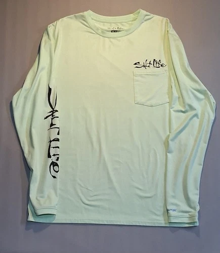 salt life long sleeve shirt, size small, lime green color in excellent condition - product listing photo
