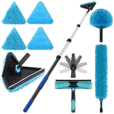 20 Feet High Ceilings Baseboard Wall Cleaner Mop with 12 Ft Extension Pole, C...