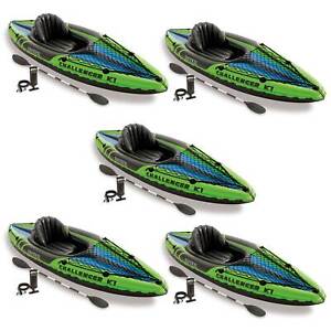 Intex Challenger K1 1-Person Inflatable Sporty Kayak w/ Oars And Pump (5 Pack) - Click1Get2 Sale