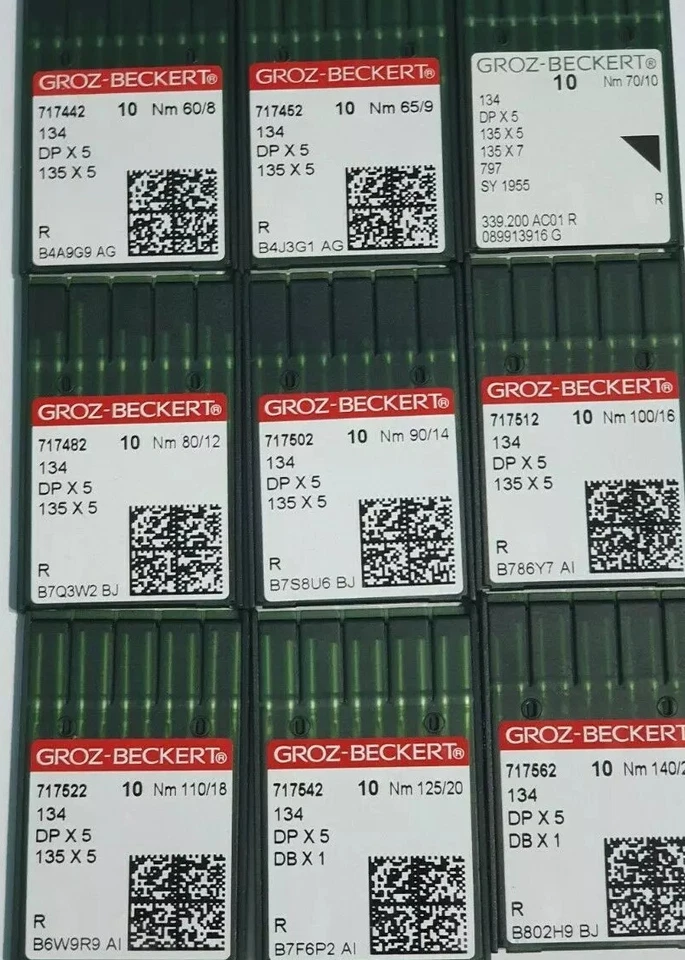 BIG HEAD GROZ-BECKERT INDUSTRIAL SEWING MACHINE NEEDLES DP X 5 (134) MANY SIZES