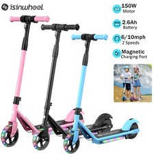 isinwheel S2 Kids Electric Scooter150W Adjustable Height E-Scooter LED Ages 6-14