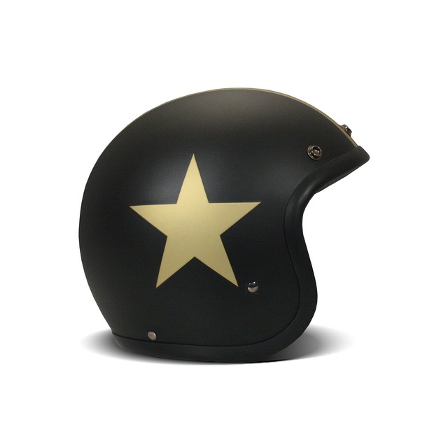 Casque Jet Café Racer DMD RETRO Star Noir Or Mat