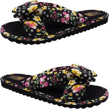 NEW WOMEN LADIES LIGHT FLAT SLIP ON FABRIC MULES SUMMER SANDALS FLIP FLOPS SIZE 