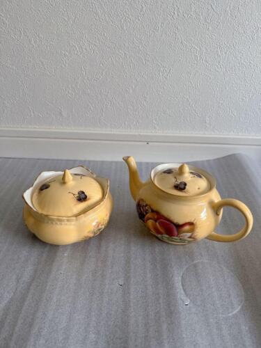 Aynsley Orchard Gold Fruit Painting Teapot & Sugar Pot set - Foto 1 di 10