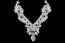 Unotrim 10.5" x 11.5" White, Ivory  Venice Embroidery Bodice Applique by Piece