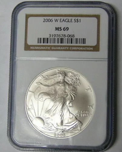 NGC MS69 2006-W American Silver Eagle Dollar Burnished Satin Finish #3197678-068