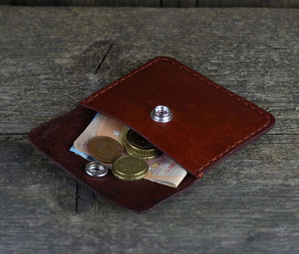 Leather coin wallet, coin purse, money purse, slim wallet, leather accessories. - Image 3 of 4