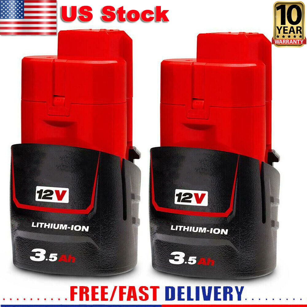 2PCS Milwaukee 48-11-2430 M12 3500mAh Lithium Compact Battery Free Shipping