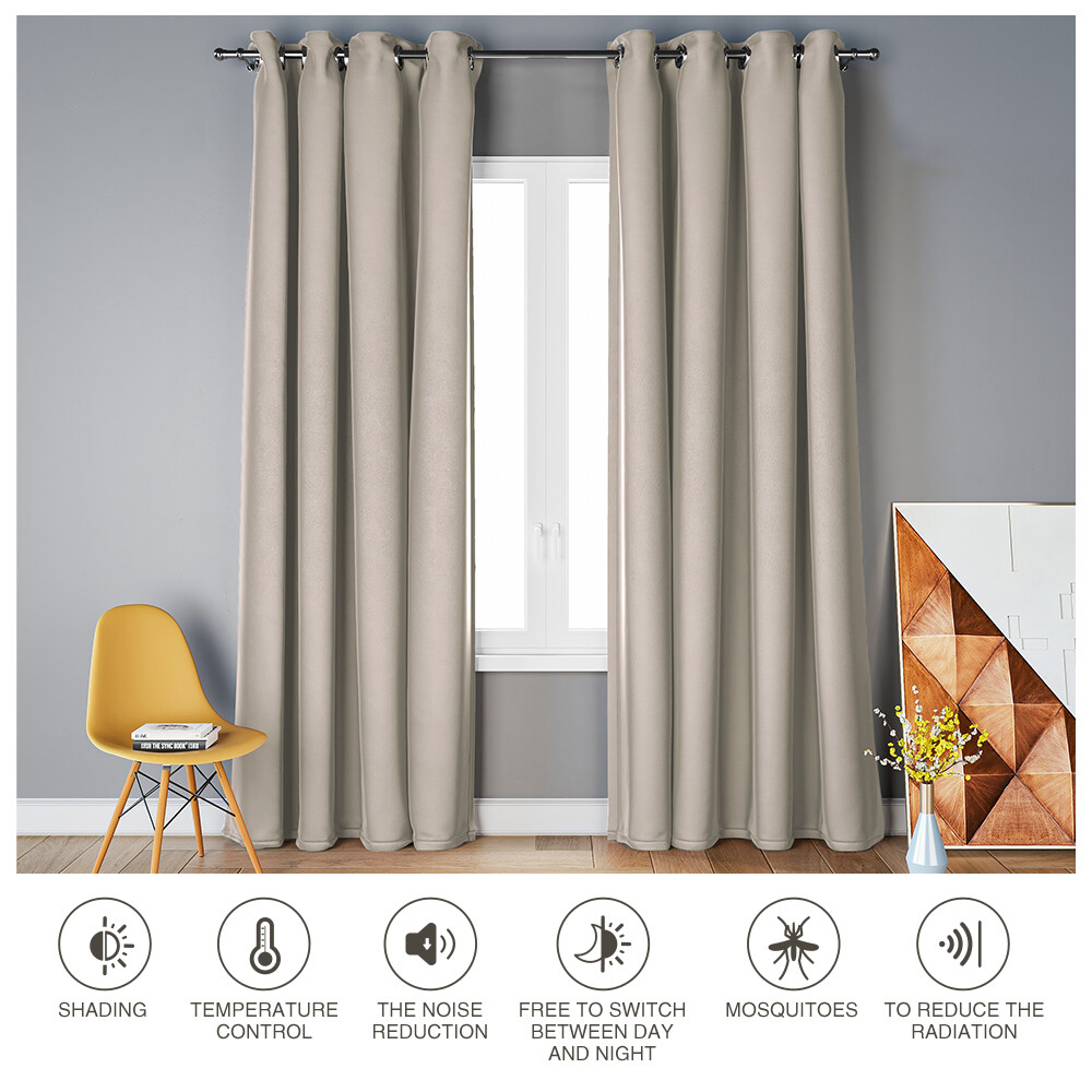 2X Blockout Curtains Blackout Curtain Bedroom Window Eyelet Draperies