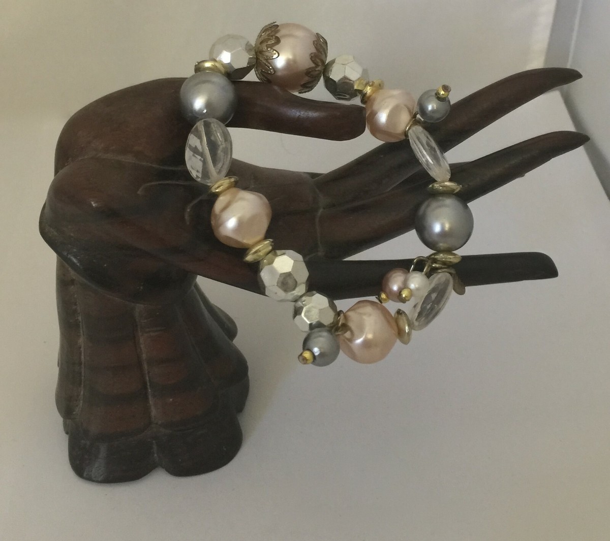 Bracelet Argenté Avec éléments En Verre Translucide Goutte - Année 2015, Occasion