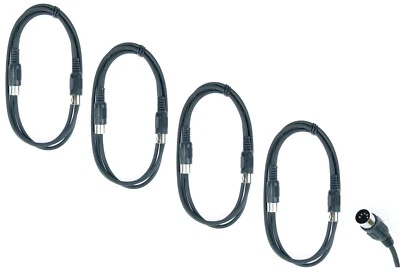 4 x 1,5 m Midi-Kabel DIN-Kabel Video-Kabel schwarz 5 pol polig ADAM HALL Paccs
