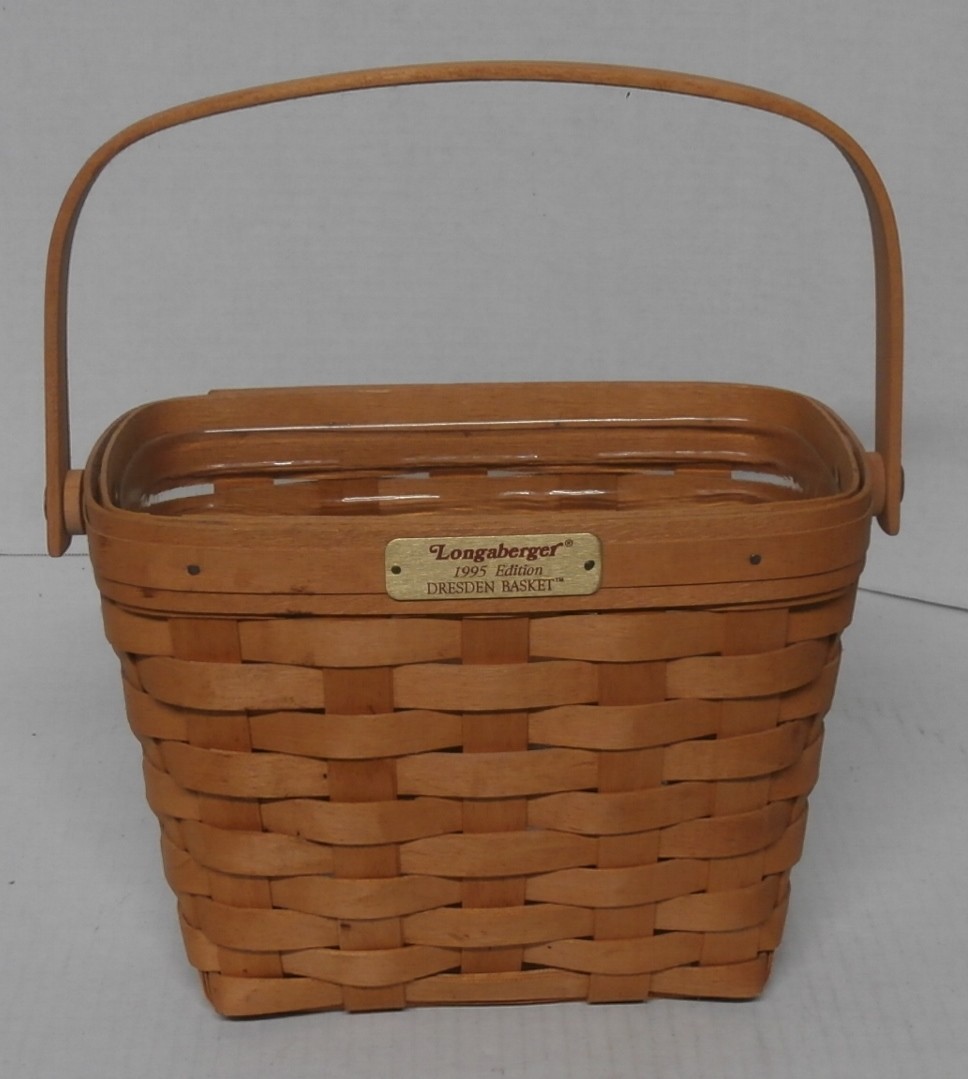 Longaberger 1995 Dresden Basket w/ Plastic Protector Signed by Jerry