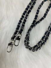 Bag Chain Strap Replacement Crossbody Handbag Purse DIY 48” silver Black Leather