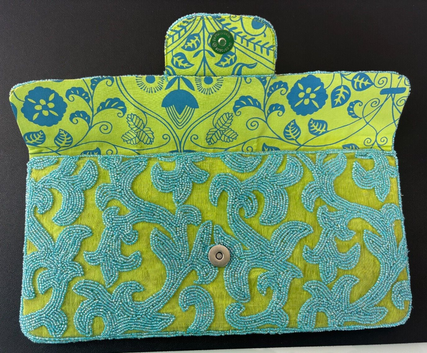 IMAN Women's Lime Green/ Blue Rectangular Beaded … - image 3