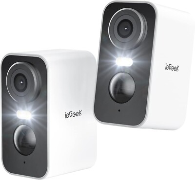 2PCS ieGeek Wireless Outdoor Security Camera 2K Home WiFi Battery CCTV System