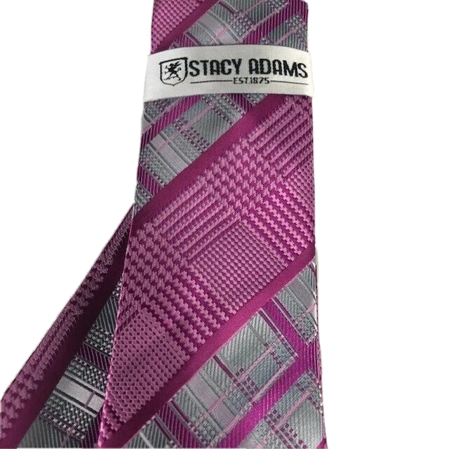 Stacy Adams Men's Tie & Hanky Set N Rose Silver Charcoal Microfiber 3.25" Wide - Image 4 of 4