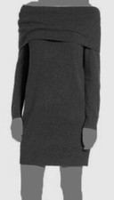 BP Women's Gray Off-Shoulder Long Sleeve Rib Knit Sweater Dress Size S