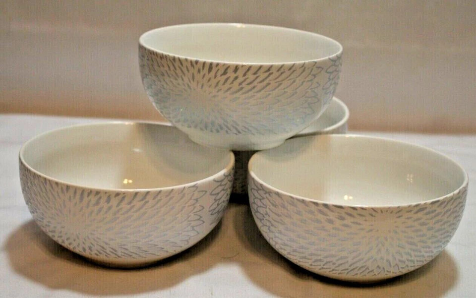 Juego de cuatro cuencos de sopa de cereal de porcelana redonda gris 222 Fifth Astor de 5 1/2" nuevos Foto 3 de 3