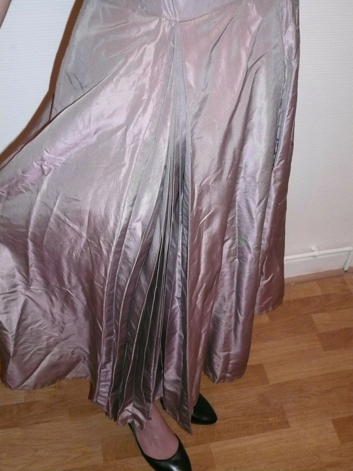 Robe taffetas ancienne vintage T.34/36 violine - Photo 2/4