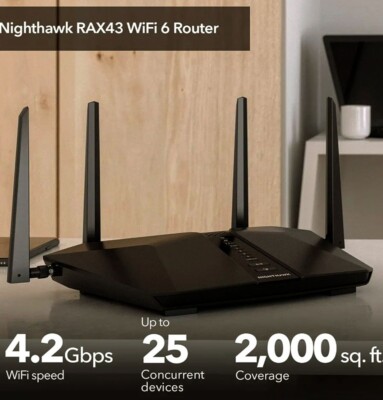 NETGEAR Nighthawk WiFi 6 Router #RAX43 5-Stream Dual-Band AX4200 SHIPS ASAP