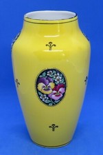 Yellow glaze vintage Art Deco antique flower design vase