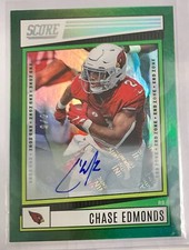 2022 Score Football Green End Zone #148 Chase Edmonds Autograph Card Auto #5/6