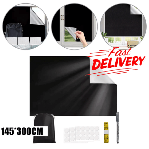 Blackout Static Cling Window Glass Film Sun UV Block Privacy Protection Glueless - Picture 12 of 12