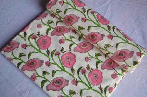 Print_1603 Handmade Floral Running Cotton Indian Fabric 2.5 Yard New Hand-Block* - Picture 12 of 12
