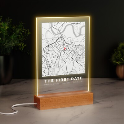 Where We First Met Personalisierter Kartendruck der Stadt Individuelles LED-Plakette Schild