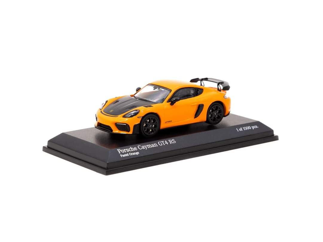 Tarmac Works x Minichamps Porsche Cayman GT4 RS Pastel Orange ~ 1