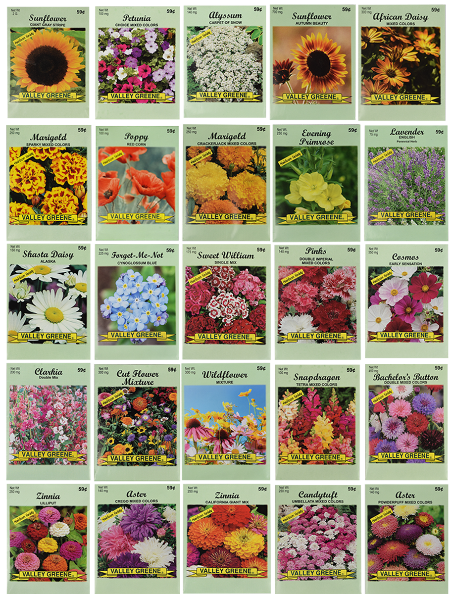 Set of 25 Valley Green Flower Seed Packets Including 20 Or More Varieties |  eBay