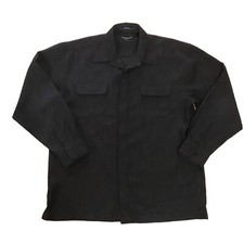 Alfred Sung Men's Black Long-Sleeve Hidden Button-Up Shirt L/G 100% Polyester