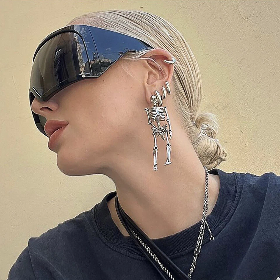 Oversized XXL Shield Sunglasses Mens Women Fashion Shades Glasses PUNK Eyewear - Image 3 of 4