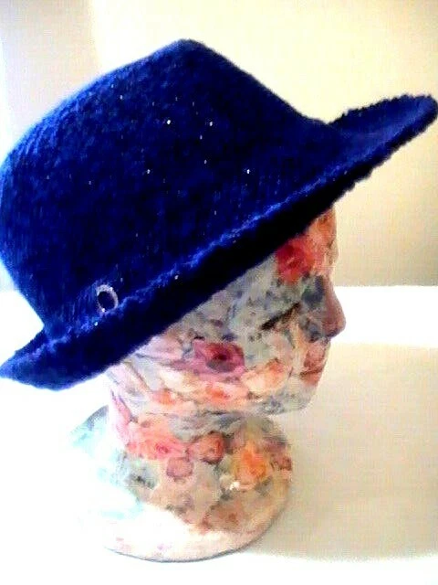 Fedora de tweed azul marinho Calvin Klein com prata novo sem etiquetas MSRP $40 - Imagem 4 de 4