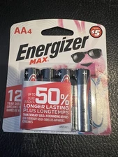 Energizer, MAX AA Batteries, Double A Alkaline Batteries, (4-Pack) NEW