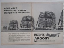 4/1964 PUB HAWKER SIDDELEY AVIATION ARGOSY AIR FREIGHTER FRET AERIEN ORIGINAL AD