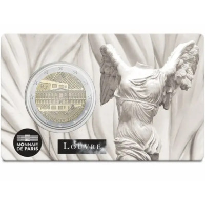 2025 France   2 Euro BU Coin - The Louvre: Winged Victory of Samothrace Card