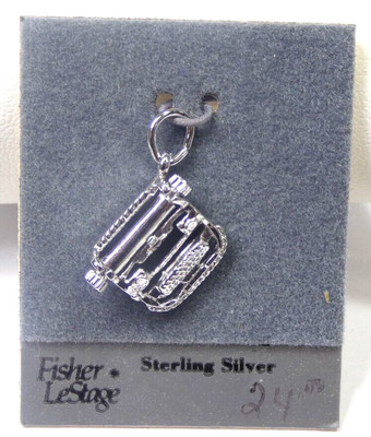 Fisher LeStage Charm Silber Schreibmaschinenanhänger Sterlingsilber