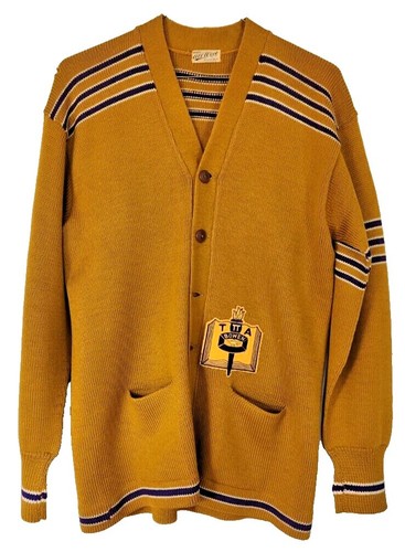 Pull Cardigan Vintage Trussardi Homme - Violet, Logo, Taille 4 (TG 4), Laine, Occasion Très Bon état