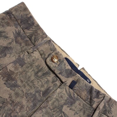Incotex NWT Chinos / Casual Pants Size 46 (US 30) Slim Beige/Multi Leaf Print