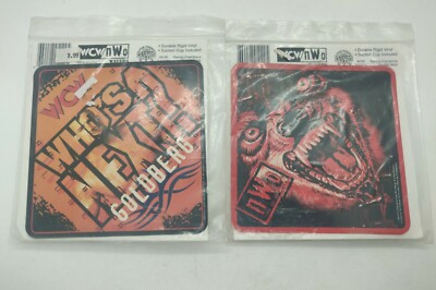 Vintage NWO Wolfpack & WCW Goldberg Who's Next? Vinyl Window Hangers