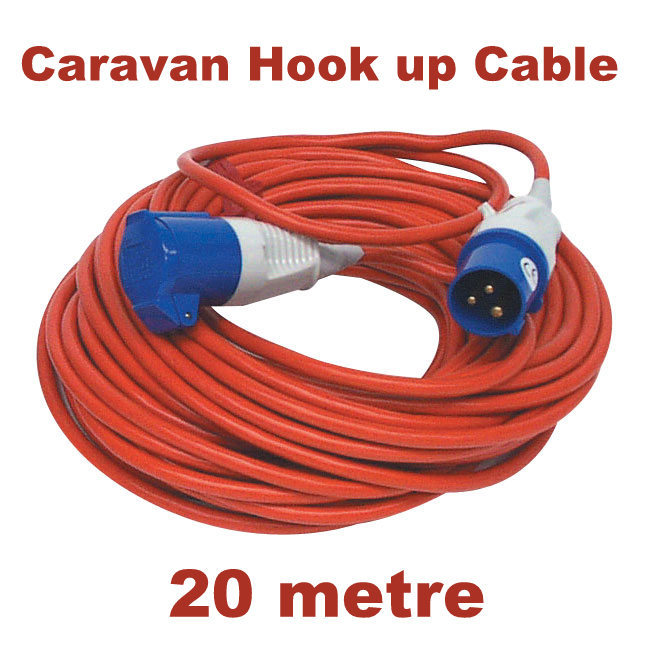 20 metre Caravan Hookup Cable Lead Orange 16 amp 2.5mm 3 pin (65 feet approx)