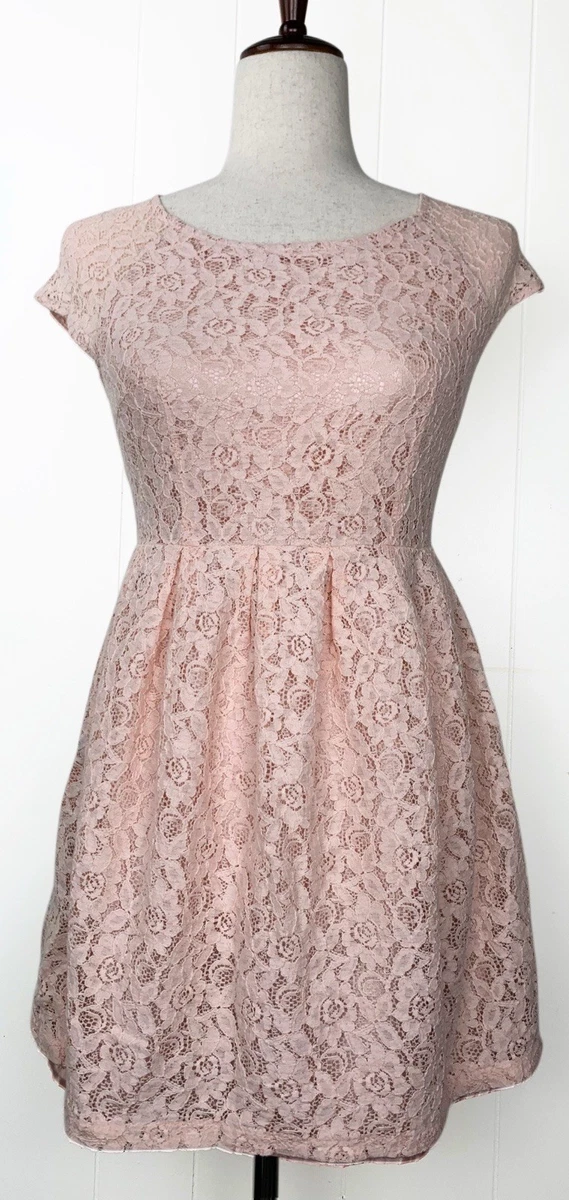pink lace dress forever 21 Pink Lace Flower Forever 21 Above Knee Dress