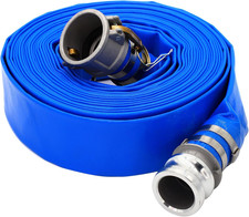 2" ID 100 ft Pool Backwash Hose, Heavy Duty Reinforced Blue PVC Lay Flat Water