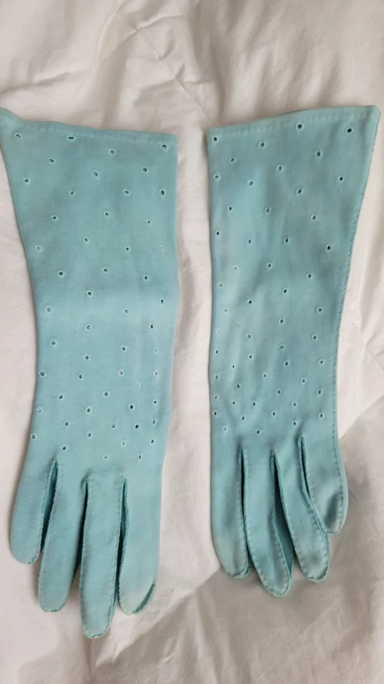 Guantes Jackio Estilo O Años 60 Vintage Robins Azul Huevo Talla Pequeña 6.5 O 7 Foto 3 de 4
