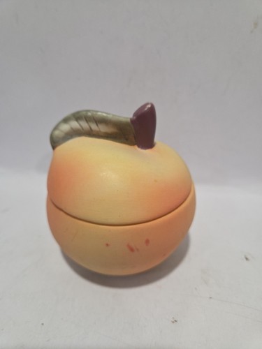Keramik Pfirsich Schmuck Schale mit Duftkerze Orange Gelb Vintage - Bild 5 von 8