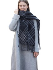 Womens Reversible Scarf Plaid Soft Cashmere-Feel Winter Shawl Wrap Oversized ...