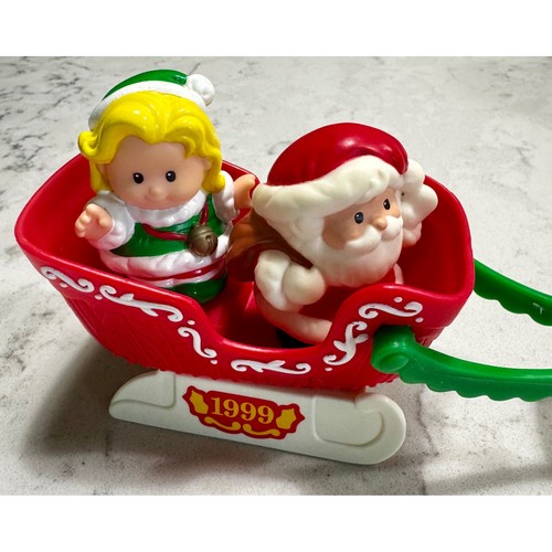 Vintage Fisher-Price Little People 1999 Santa's Sleigh & Figures – Santa & Elf