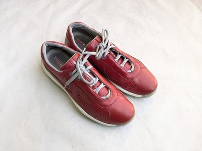 Prada America's Cup Sneakers Men US 9 UK 8 Red Leather Low Top