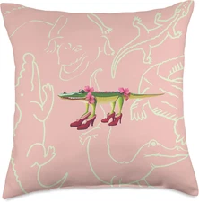 Alligator in Heels Throw Pillow
